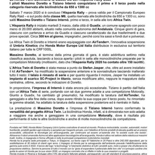 Finire su un comunicato ufficiale Honda…